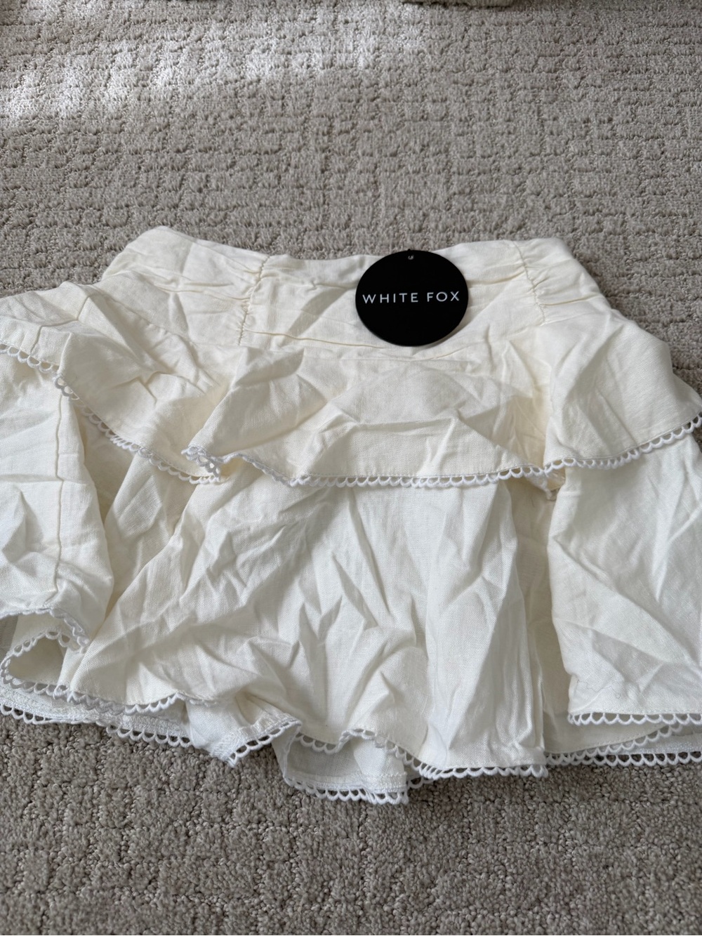 White Fox Boutique Cream Tiered Ruffle Skirt